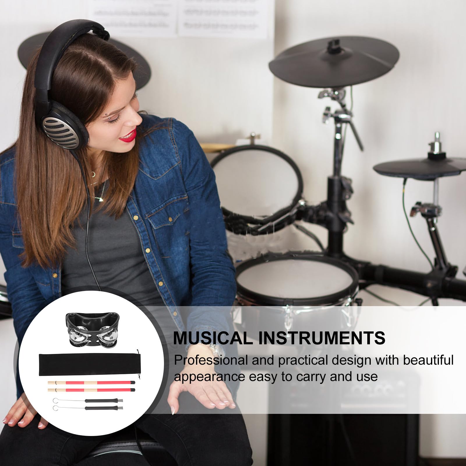 Juego de Accesorios para Batería con Cepillos de Bambú y Metal, Alta Durabilidad y Multiuso para Baterías de Jazz y Sets de Percusión