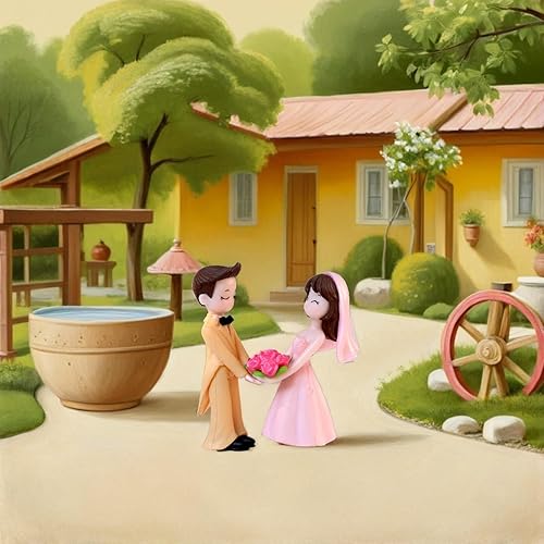 Miniatura 5 de SAFIGLE Adornos de muñeca de pareja de boda de 1.9 pulgadas, figuras de novia y novio, adornos de resina para decoración de mesa de fiesta de boda