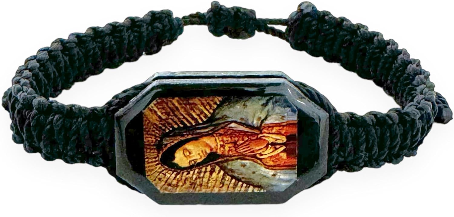 Our Lady of Guadalupe Black Corded Bracelet - A Symbol of Faith, Family & Love Our Lady of Guadalupe Black Corded Bracelet - A Symbol of Faith, Family & Love
