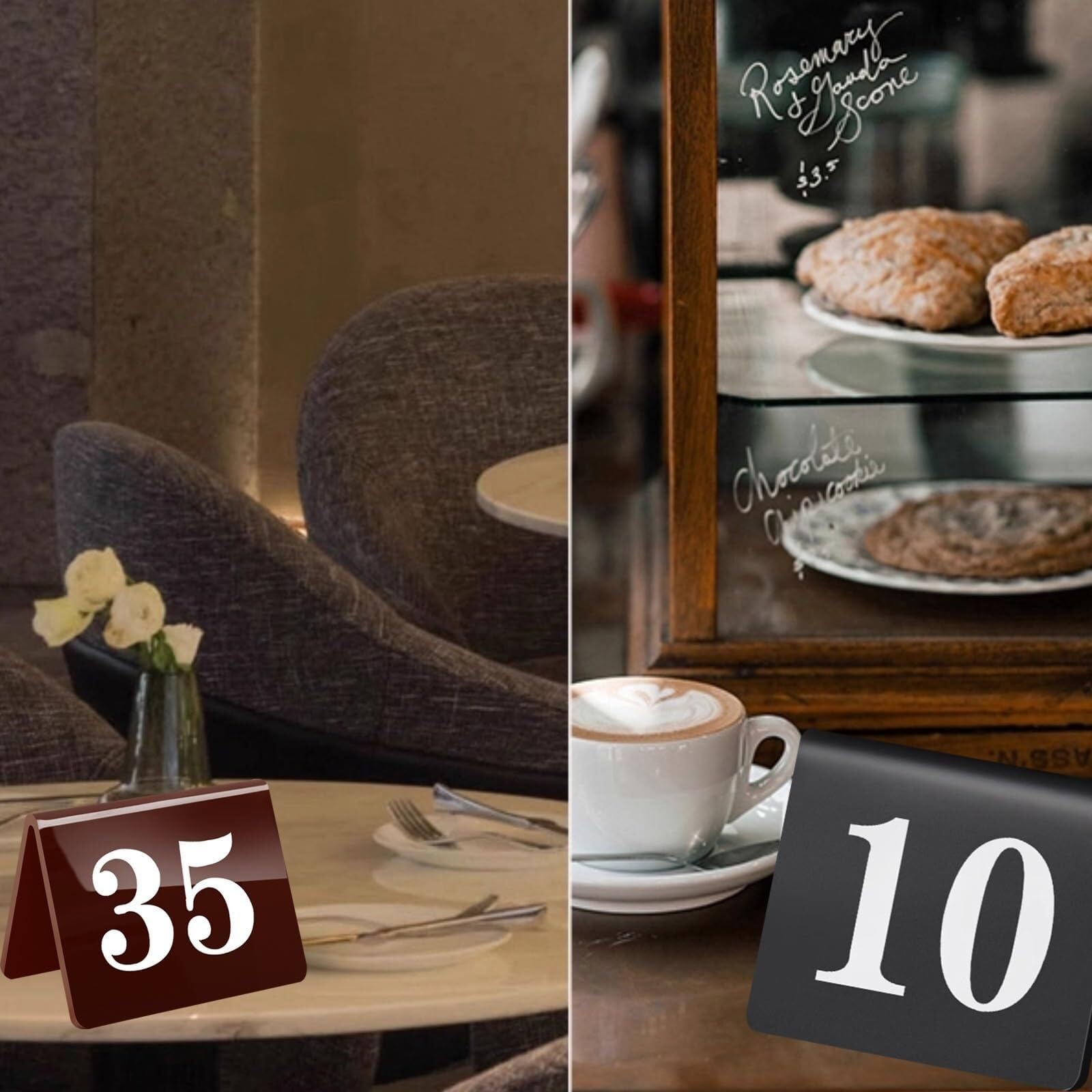 Soportes acrílicos para números de mesa para restaurantes, bodas y fiestas, juego de 10 números de exhibición para carteles de recepción