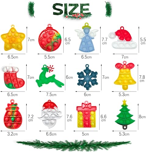 Miniatura 2 de 60 piezas de mini llavero de juguete para ansiedad de Navidad, mini juguetes sensoriales de burbujas para presionar, juguetes para ansiedad de