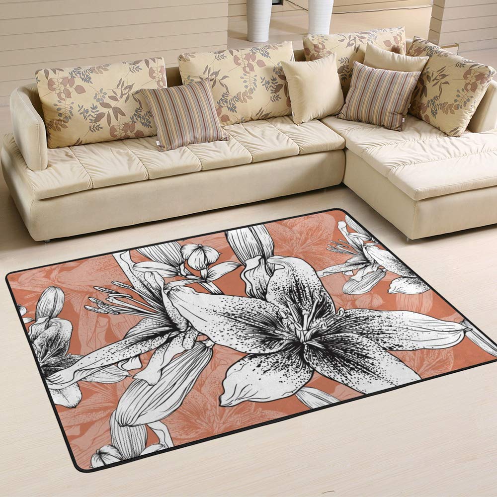 Tapis velours corail Ruchen de style vintage abstrait 60x39"