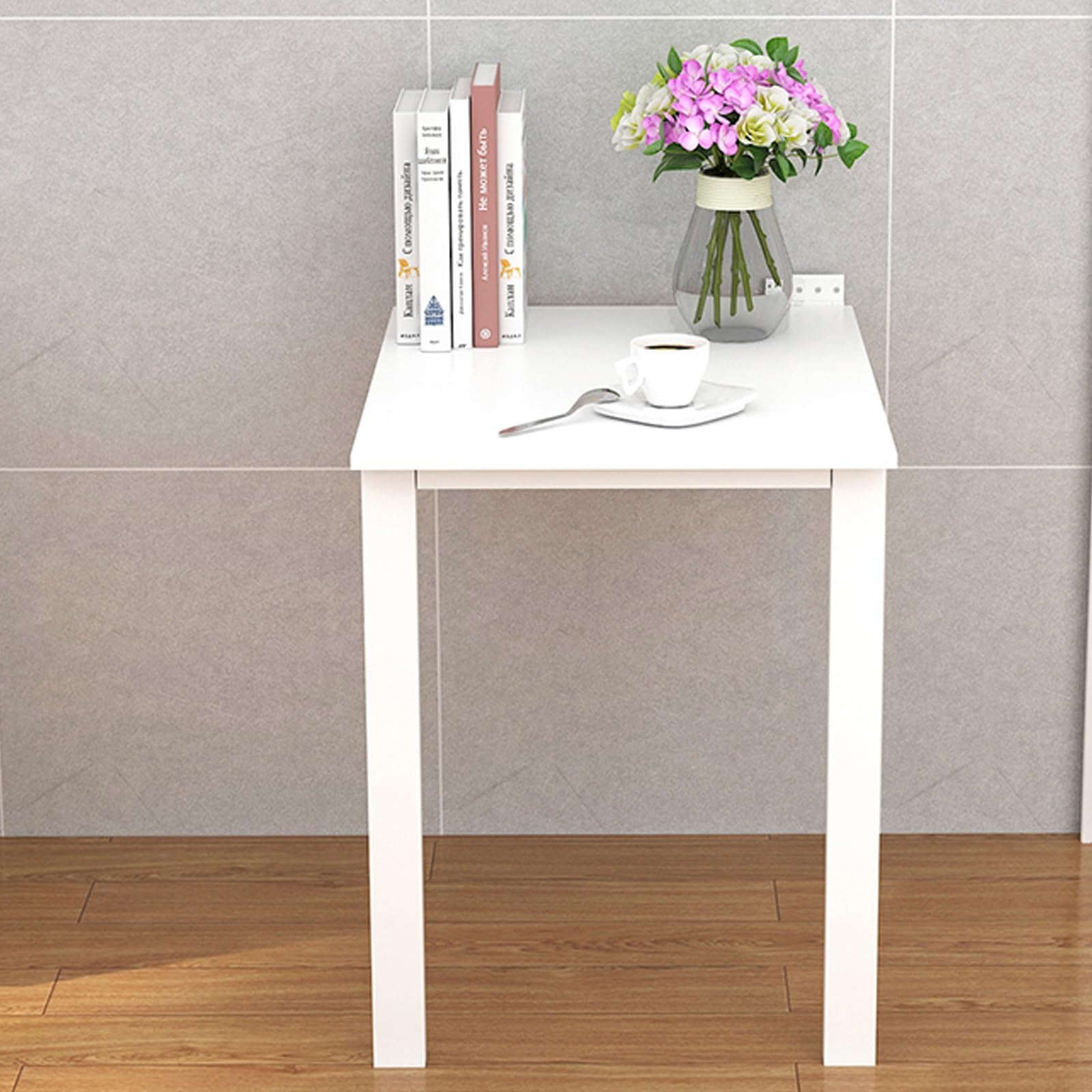 Table de salle à manger murale pliante blanche bureau gain de place 90x50