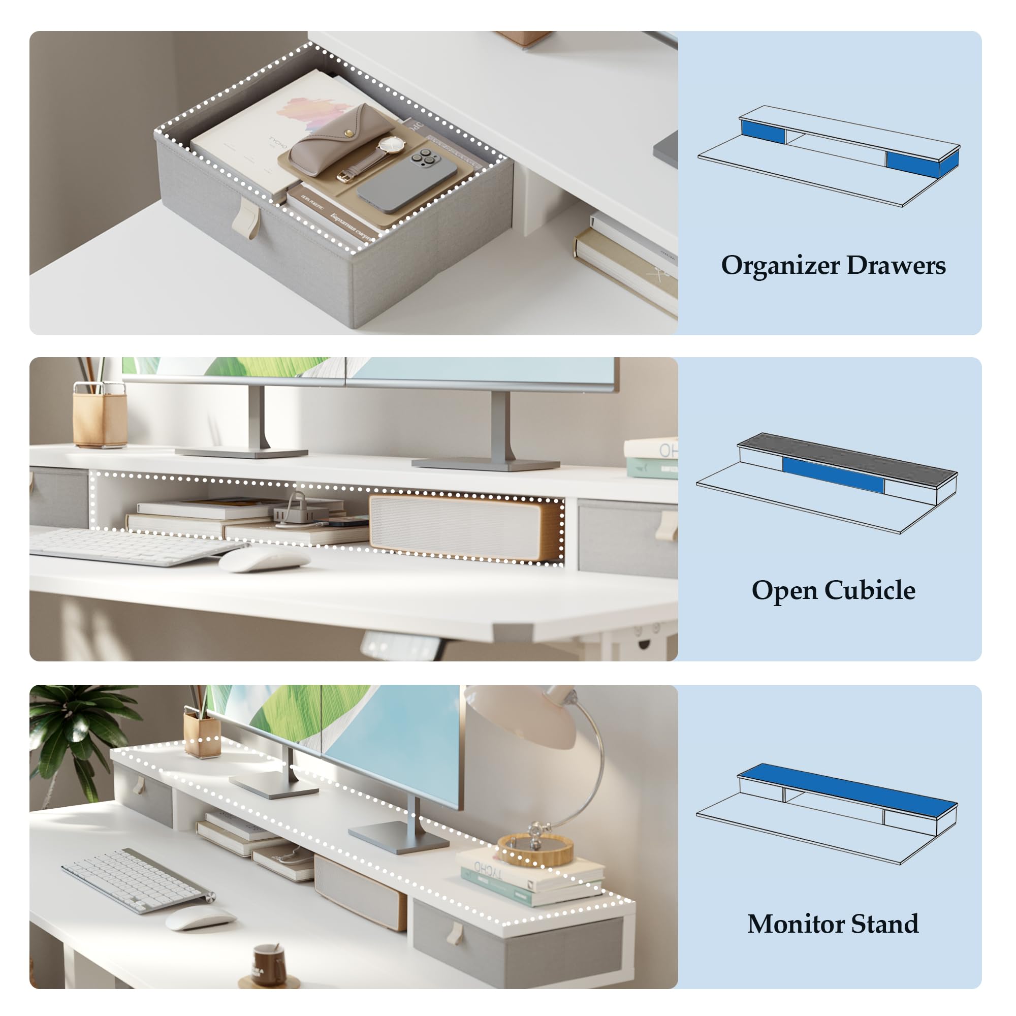 Klicelor 48 Inch Electric Standing Desk with Drawers Adjustable Height Small Sit Stand Desk for Home Office Compact — view 4