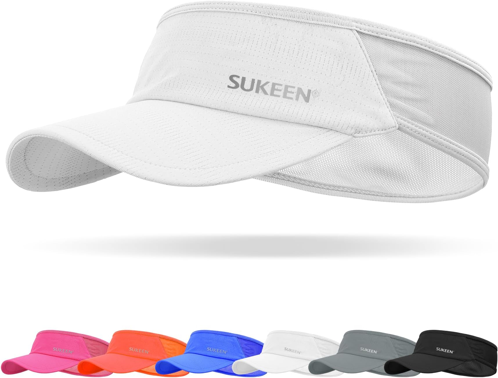 Sukeen Sun Visor Hat, UPF 50+ UV Sun Protective, Running Golf Hat, Cooling Elastic Visor with Breathable Sweatband, Sport Cap for Tennis Cycling