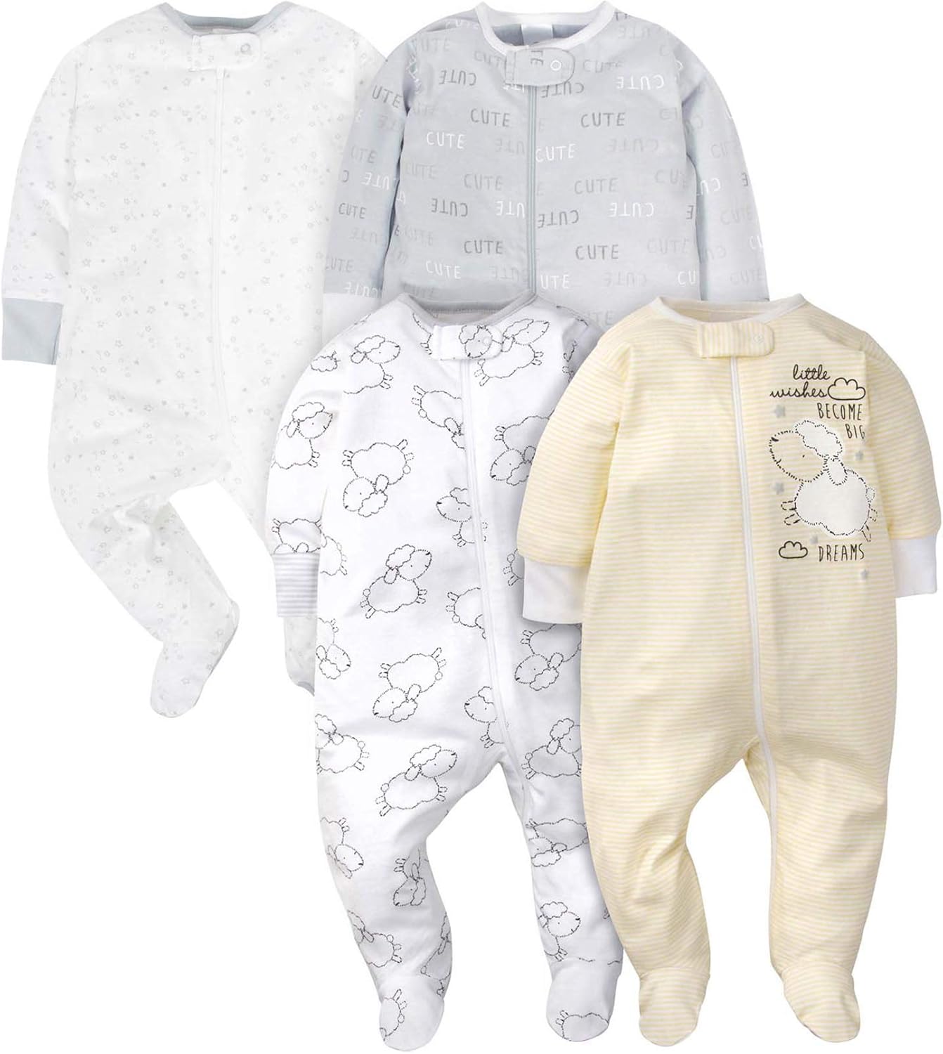 Gerber Baby Boys 4 Pack Sleep 'N Play Footie 0-3 Months Sheep