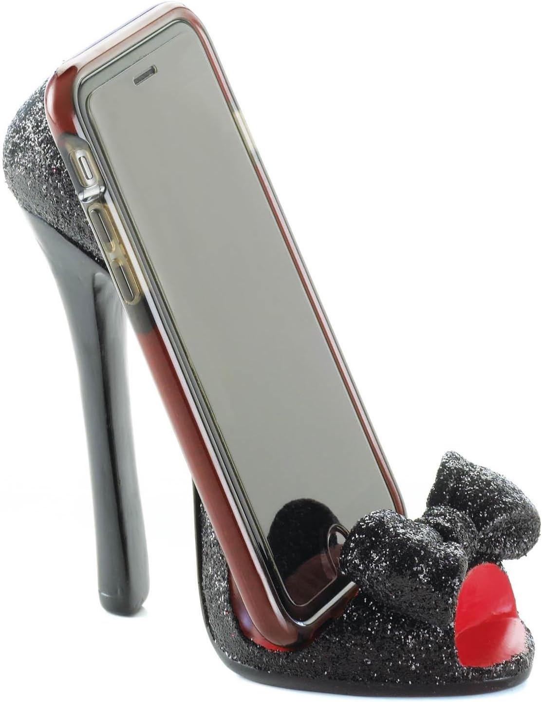 Black Bow Shoe Phone Holder 5.25×2.5×5.62″
