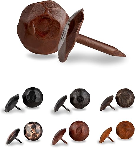 Miniatura 98 de 100 Pack 1" Small Round Head Iron Clavos Decorative Nails – Sealed Unfinished – Handmade Rustic Round Fasteners for Farmhouse Shutter, Faux Wood