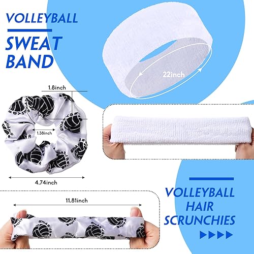 Miniatura 10 de Vabean 8 piezas de accesorios de voleibol, mangas de voleibol, rodilleras de voleibol, rodilleras deportivas para el cabello, banda de sudor, bolsa