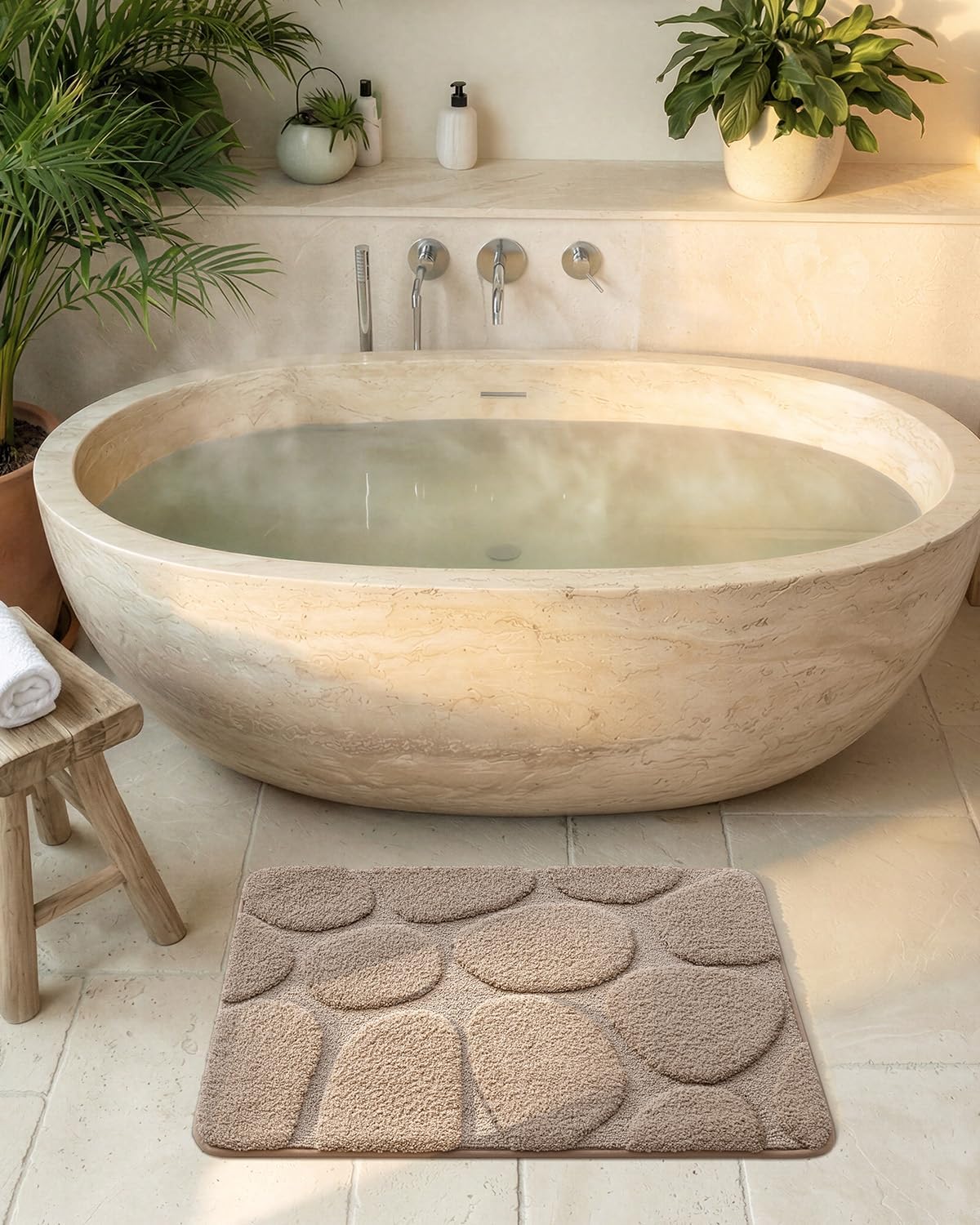 Color&Geometry Bathroom Rugs Non Slip Washable, 17"x30" Absorbent Bath Mats Soft, Light Brown Shower Mat Outside Shower Quick Dry Bathmat for Bathroom Sink Laundry Room - Image 3