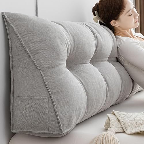 Miniatura 6 de Almohada triangular para cabecero, respaldo grande, cojín de soporte de cuña, almohada lumbar para cama de día, litera, dormitorio con funda