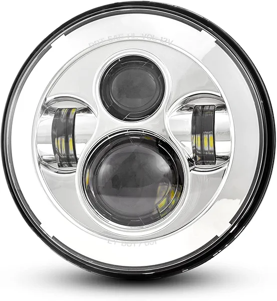Dot Approved 7Inch Chrome LED Headlight Compatible with Haley Motorcycle Tour,FLD,Softail Heritage,Street Glide,Road King,Electra Glide,Yamaha V-Star Road Star Wrangler