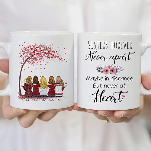 Miniatura 4 de Gossby Taza de café personalizada para hermana, regalo personalizado para hermana para mujeres con diseño y nombre, cumpleaños, Navidad, larga