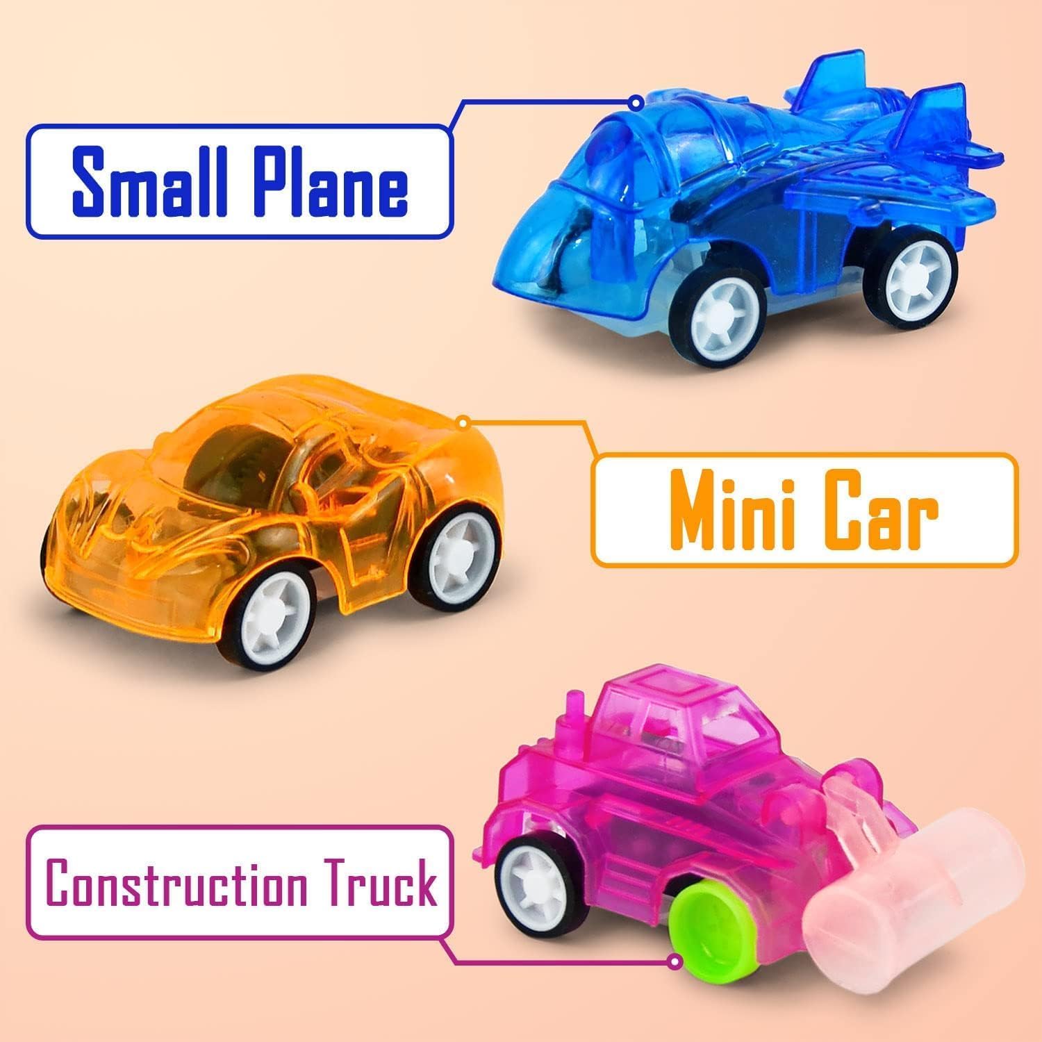 Vileafy 50 Mini Pull Back Cars for Kids –Birthday Goodie Bag Stuffers, Classroom Rewards, Party Favors& Carnival Prizes – Multicolored Mini Vehicle Toys for Boys & Girls Ages 3-5