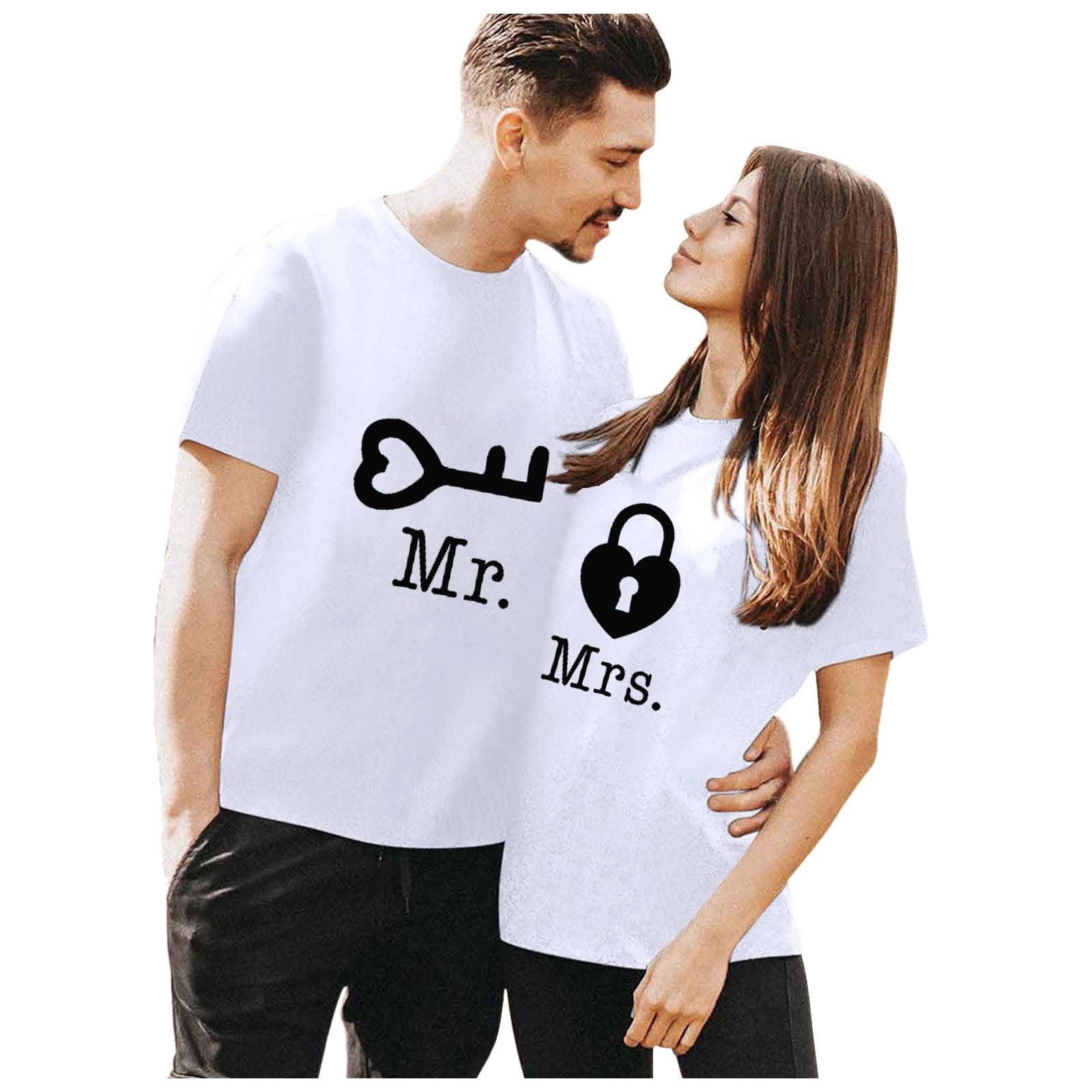 Cokbyavla Matching Shirt for Couples,Matching Pajamas for Valentine's Day His and Hers Anniversary Sweaters Couple Cartoon Pajamas Customizable Hoodie for Men Valentine'(Men,6White,M)