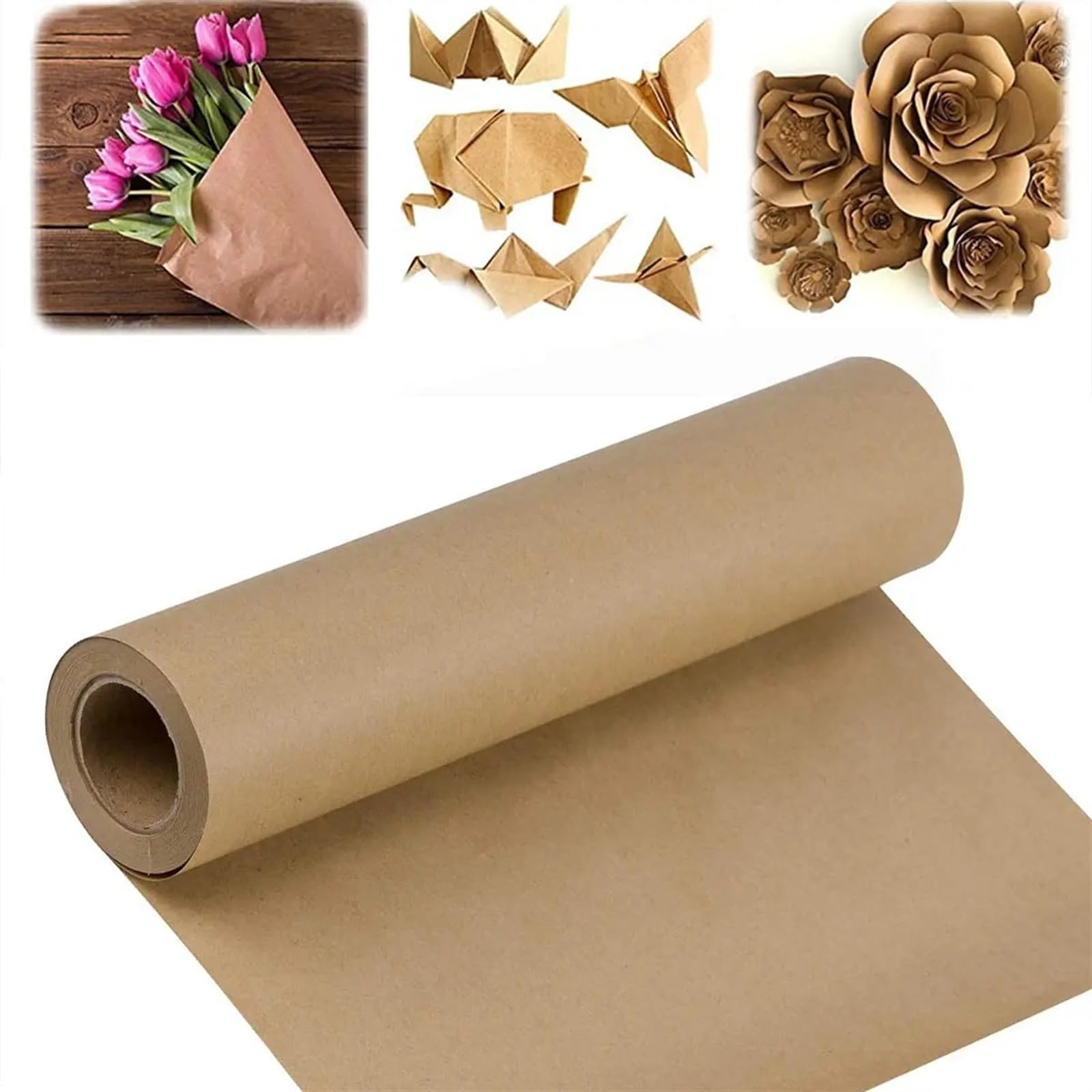 Papier Kraft Rouleau de Papier Kraft Brun idéal for l'emballage de Cadeaux, Les emballages, Les travaux manuels, Les Tableaux d'affichage(Brown 38cmx5m)