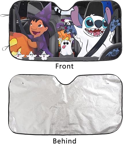 Miniatura 5 de Parasol para parabrisas de automóvil de Halloween, accesorios de terror para automóvil, divertido parasol para la mayoría de los automóviles,