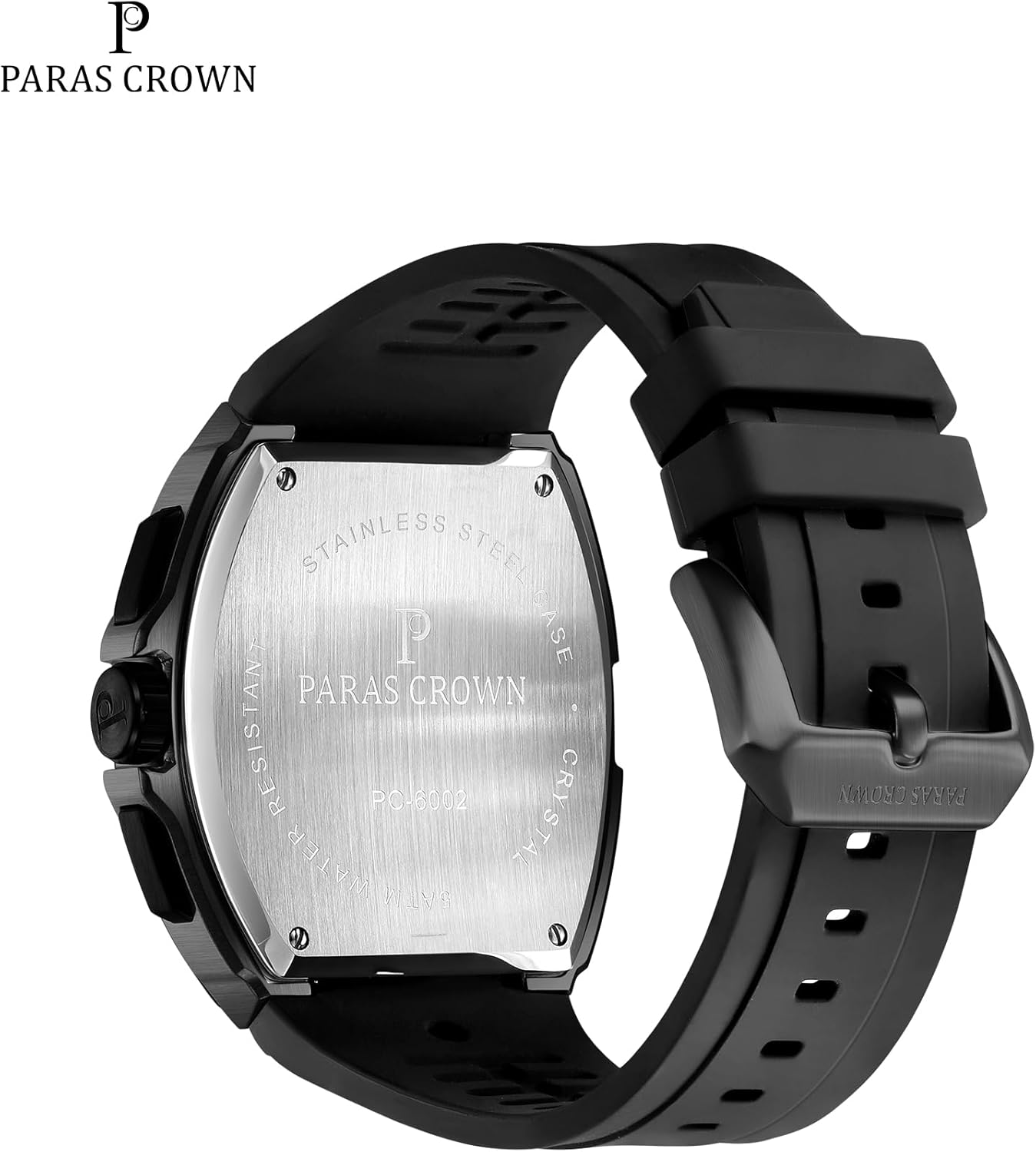 Paras Crown Watches for Men Tonneau 5ATM Waterproof Quartz Luxury Chronograph Analog Men's Wrist Watches Stainless Steel Case Mens Watches - Image 7