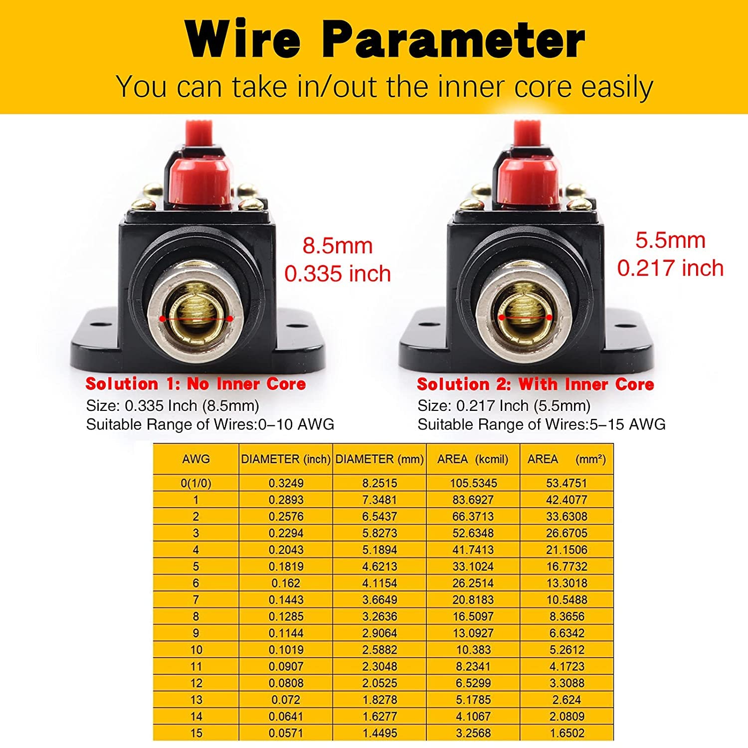 12-24V DC 10A Fuse Holder Resettable Inline Fuse Circuit Breaker Inverter for Automotive Marine Boat Audio Solar System Inverter
