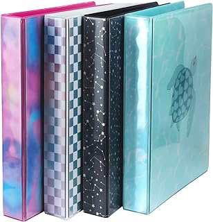 Yoobi 3 Ring Binders - 1 Inch Binder with Round D Rings and 2 Pockets, D...