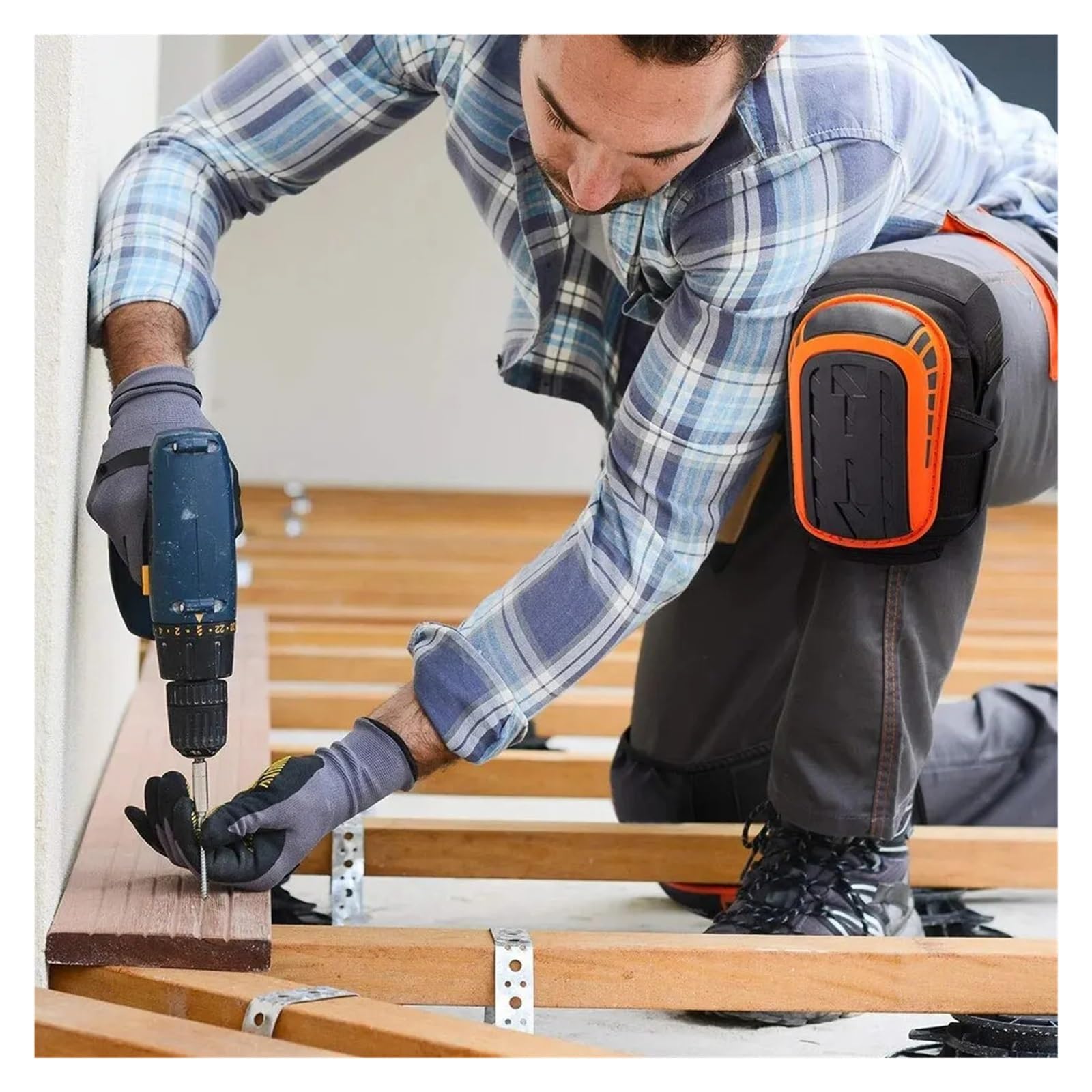 Rodilleras acolchadas de espuma EVA con sensor de velocidad de rueda con cómodo cojín de gel y correas ajustables para jardinería, sensor de velocidad de rueda ABS frontal (6)
