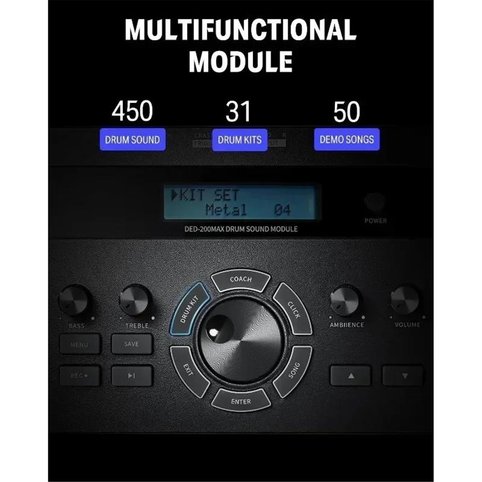 Batería Electrónica Con Parches De Malla Estándar De La Industria Caja De 10'' 10''3 12'' Crash Más De 450 Sonidos Auténticos