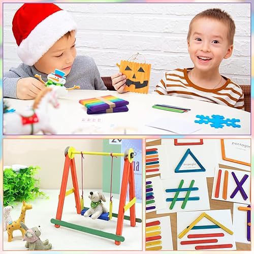 Vista 17 de WISYOK 120 palitos de paletas de colores prémium para manualidades, palitos de madera de colores de 4.5 pulgadas, palitos de helado, palitos