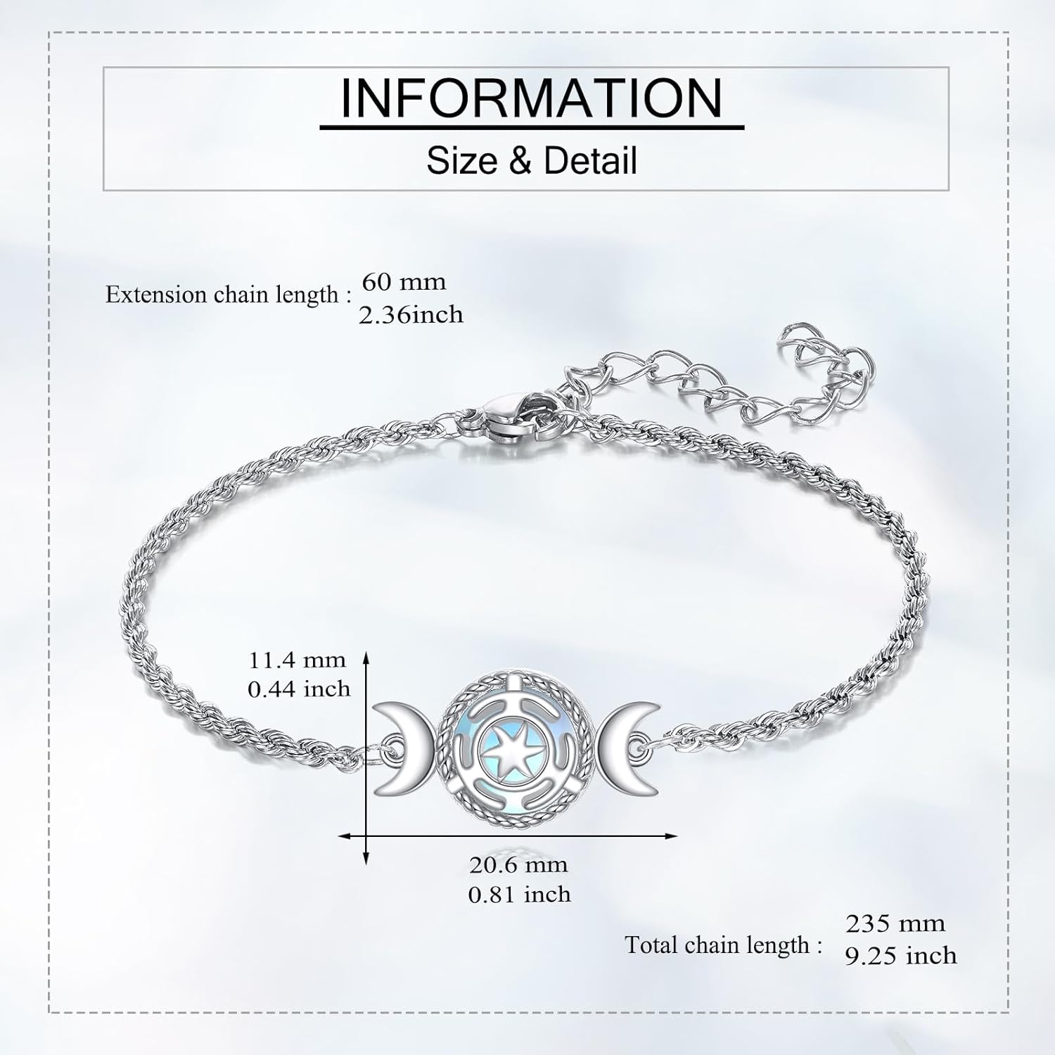 Hecate Bracelet Sterling Silver Hekate Bracelets Created Moonstone Tirple Moon Bracelet Hekate Jewelry for Women