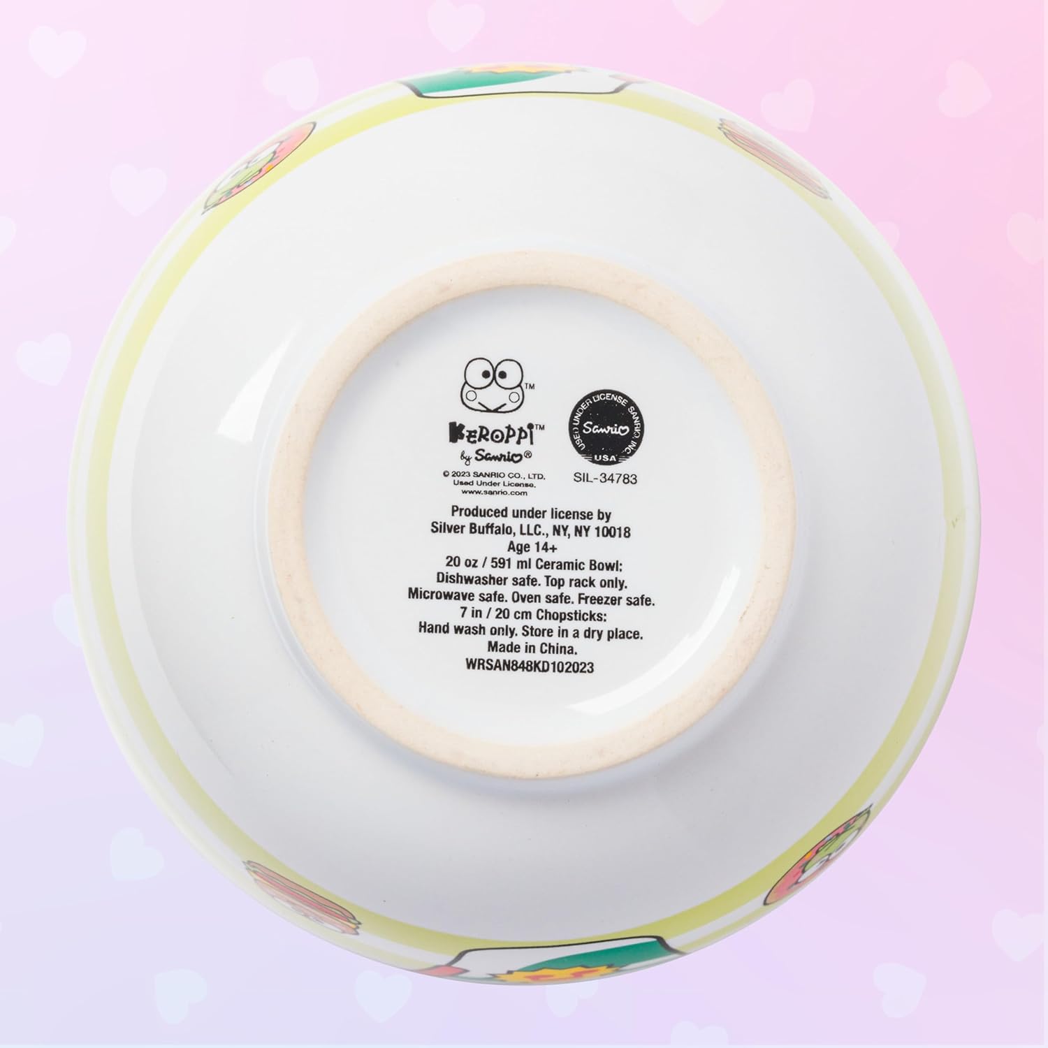 Silver Buffalo Sanrio Hello Kitty and Friends Keroppi Foodie Icons Ceramic Ramen Noodle Rice Bowl with Chopsticks, Microwave Safe, 20 Ounces - Image 8