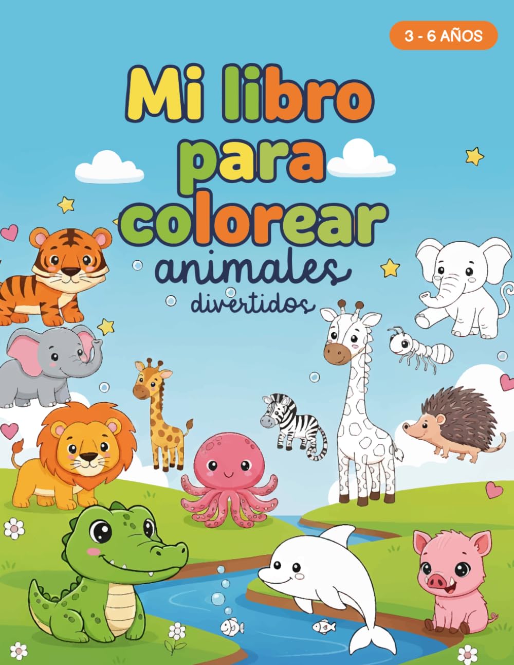 Libro para colorear niño/as 3-6 años: Dibujos grandes y fáciles para niños y niñas