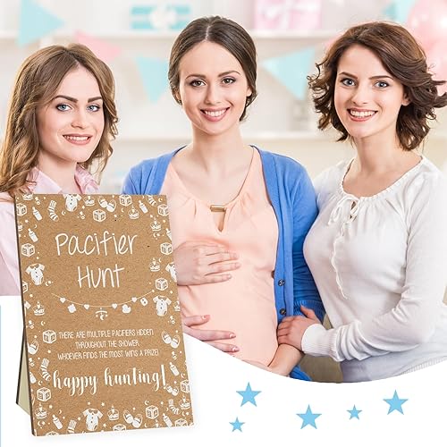 Miniatura 5 de Juego de caza de chupetes para baby shower, juego de caza de chupetes para bebés, juegos rústicos para baby shower, chupete de bebé, tablero de