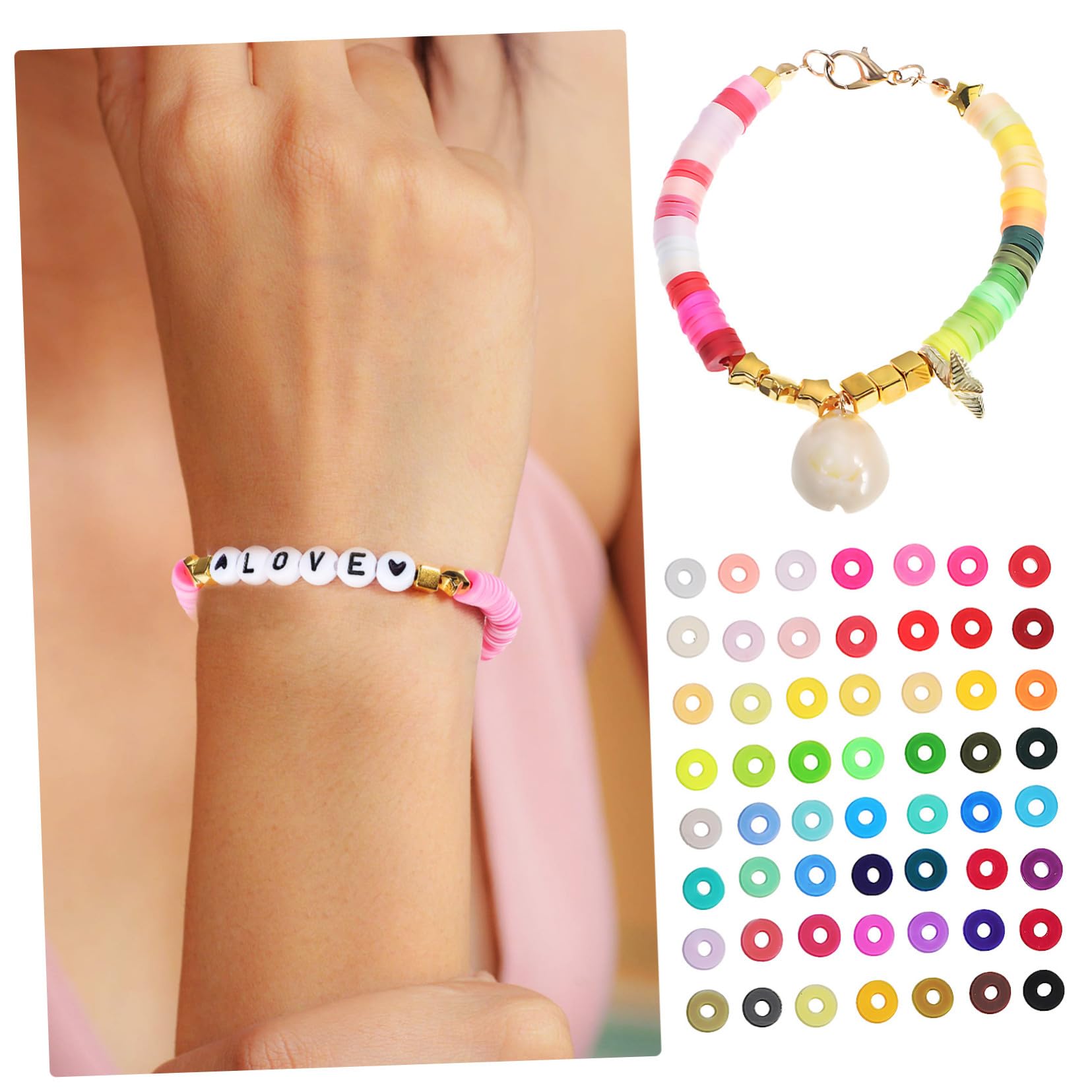 Artibetter Tonperlen Schmuckset mit Zubehör für DIY Armband Basteln Inklusive Werkzeugen und Materialien Vielfältige Stile und Leuchtende Farben für Anfänger und Geschenke