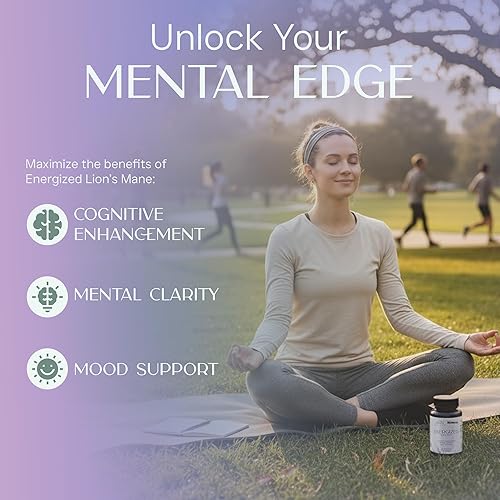 Miniatura 3 de Energized  Lion's Mane Mushroom Supplement  Nootropic Brain Formula for Cognitive Function, Brain Health Support, Mental Focus, Clarity &