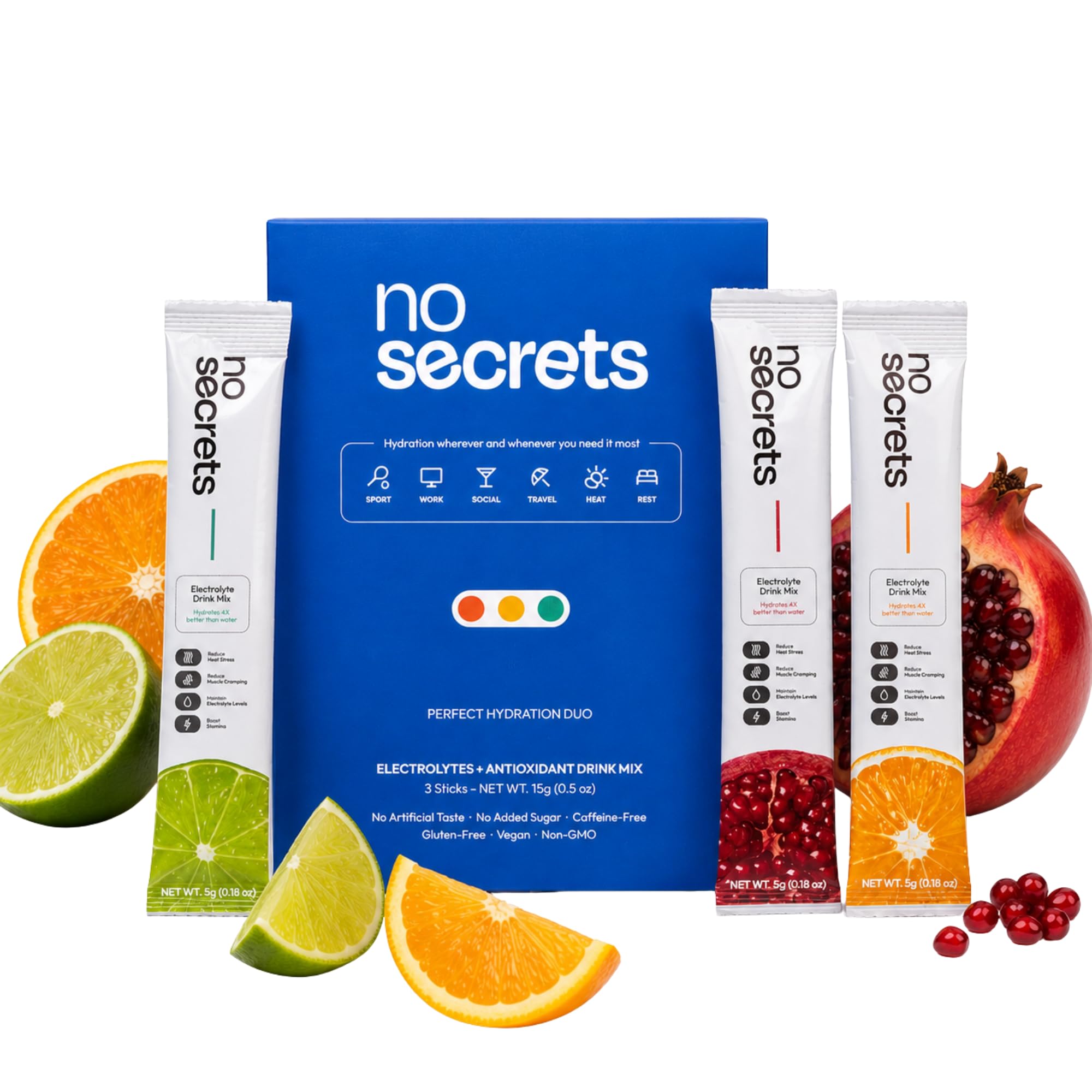 No SECRETS Perfect Hydration Duo – Orange - Pack Of 1 (20 Sticks) | Electrolytes & antioxidants | Instant Hydration & Energy | Fitness, Recovery | Low-calorie | Vegetarian — Amazon image 14