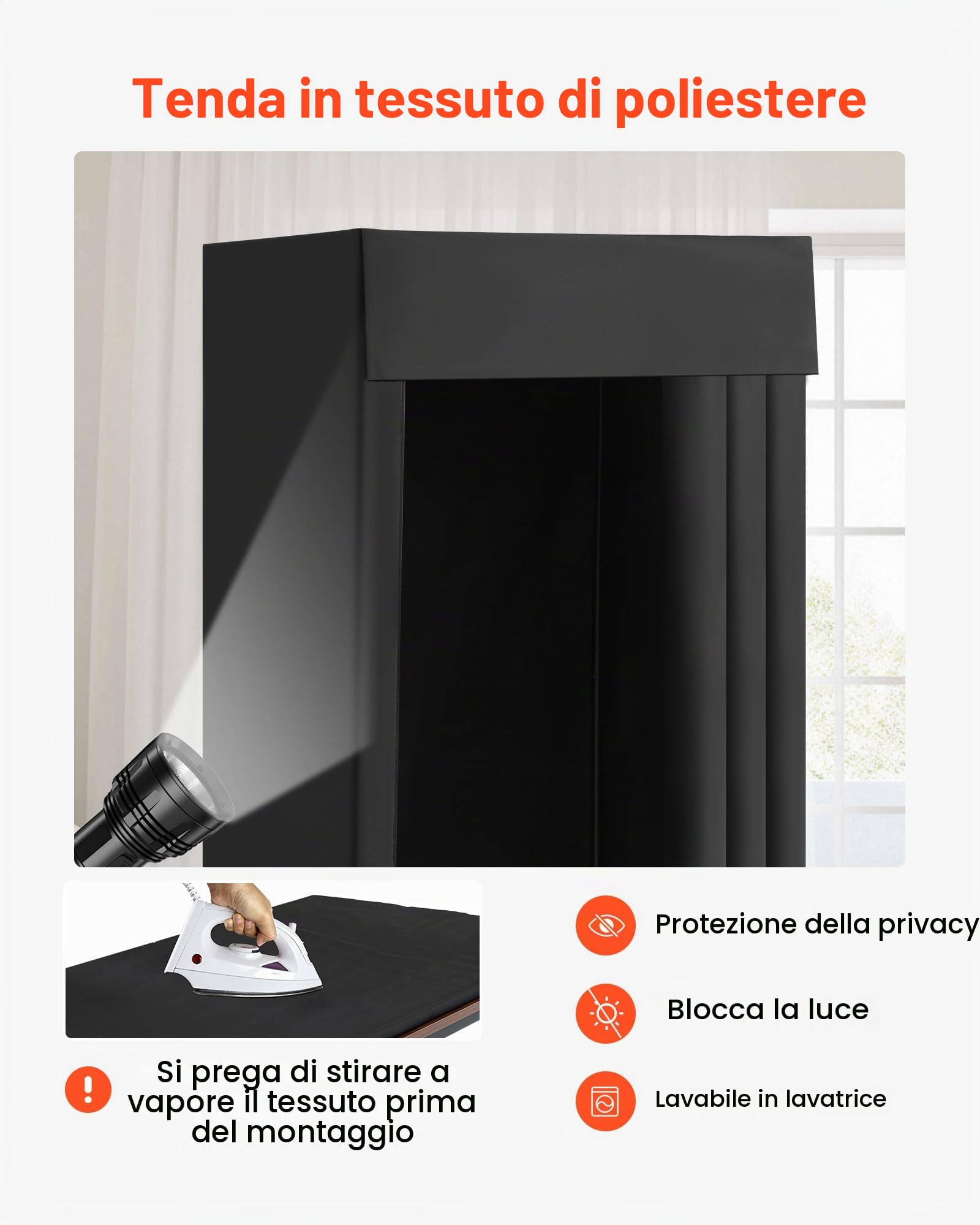 VEVOR Camerino di Prova 99 x 99 x 198 cm Spogliatoio Portatile Mobile con Tende Spesse in Poliestere, Tenda Ombreggiante e Gancio, per Boutique, Centri Commerciali e Attività all'Aperto, Nero