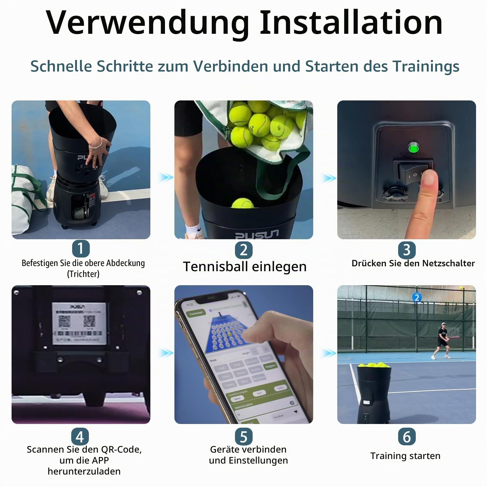 PT-Mini Pro Tennisballmaschine - Automatischer Aufschlag mit einstellbarer Geschwindigkeit und Winkel - Langlebige Bauweise - Hohe Kapazität - Ferngesteuert - Premium Trainingsgerät für Spieler aller