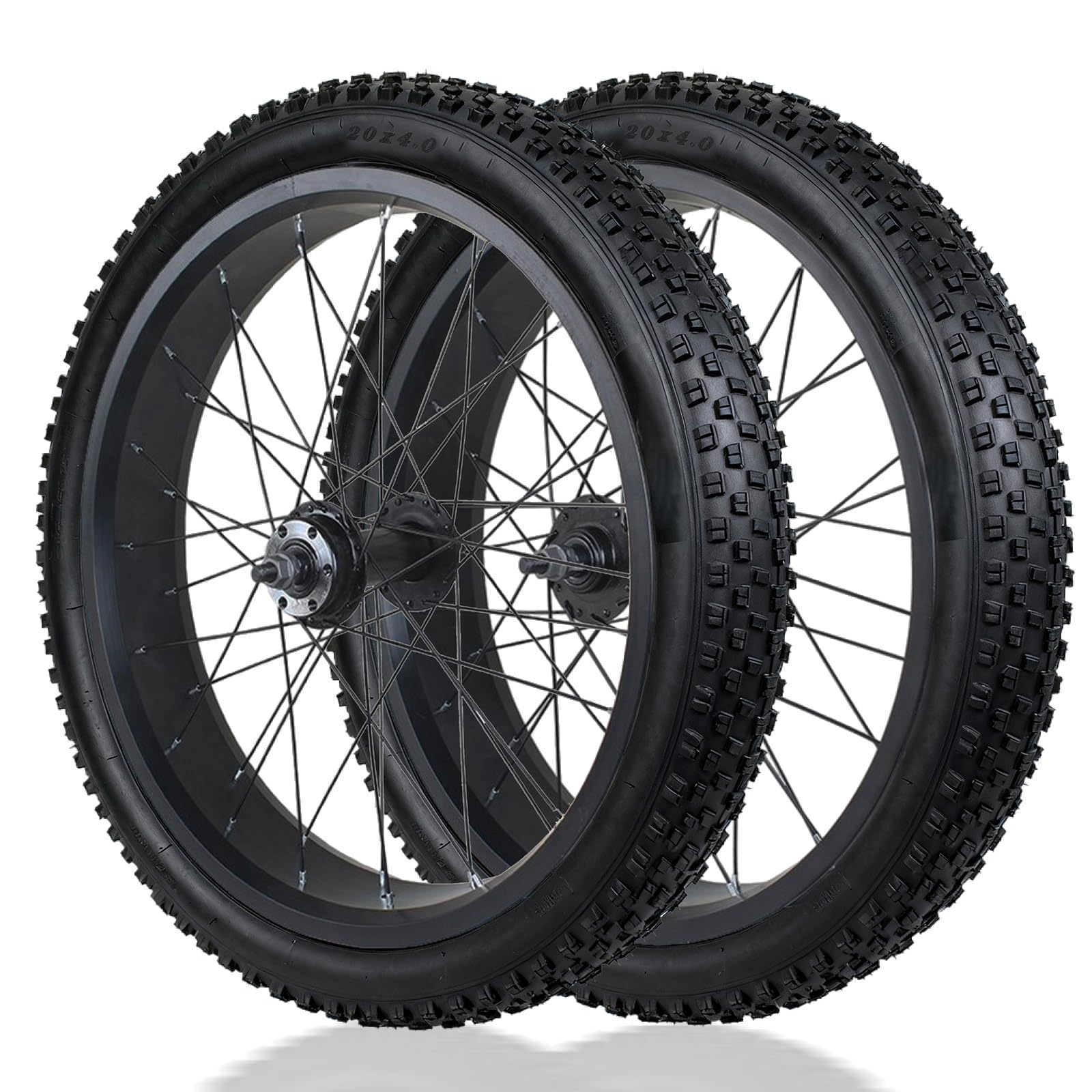 ZXGSXIOU 20/26in Snow Bike Front Rear Wheels With 4.0" Fat Tire Soild Axle 135mm/195mm Disc Brake 36H Hubs Beach Wheelset For 7-10s Rotary Freewheel 14G Spokes