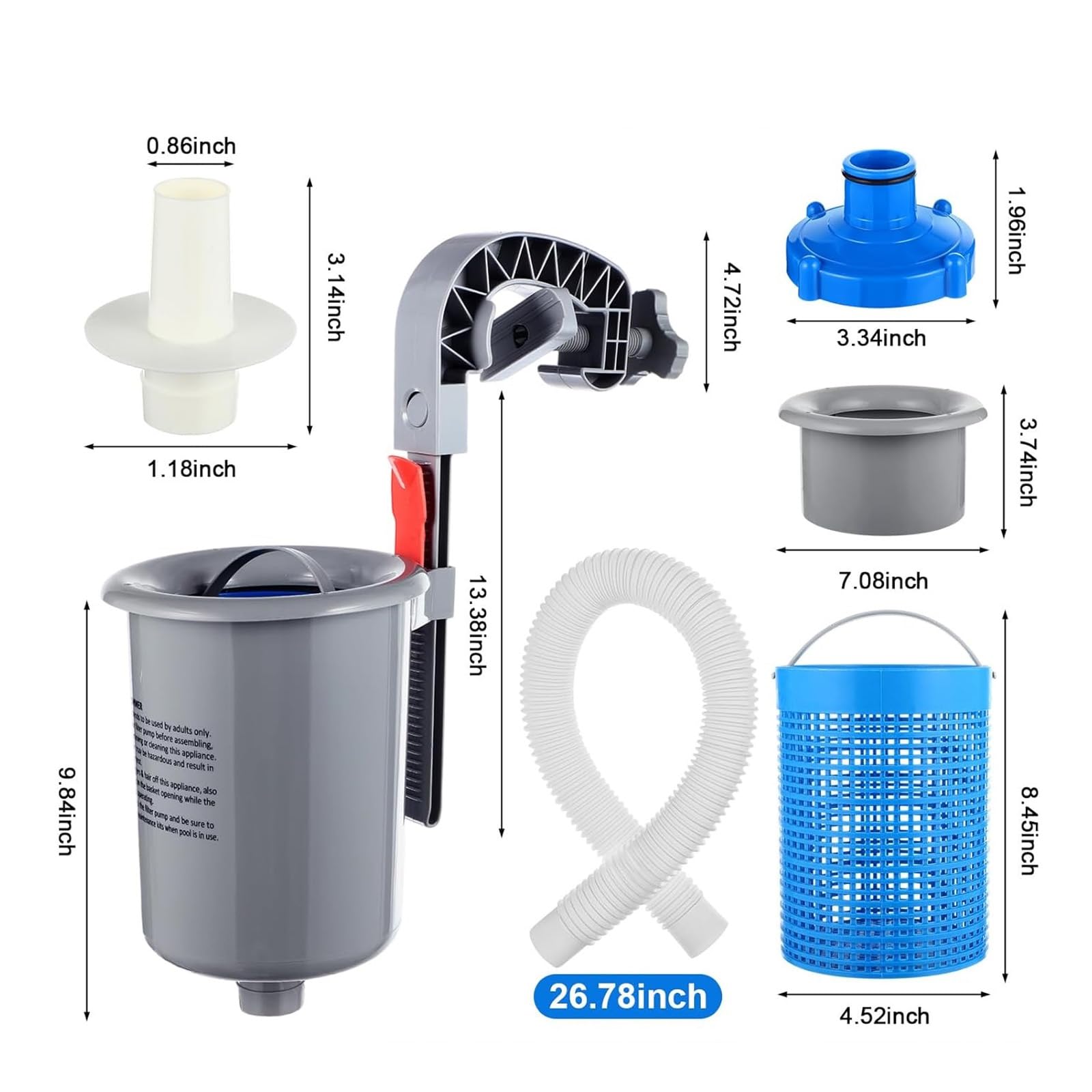 Skimmer para Piscina de Suelo Skimmer para Superficie de Montaje en Pared con Cesta Desmontable Superficie para Piscina con Soporte de Montaje Ajustable