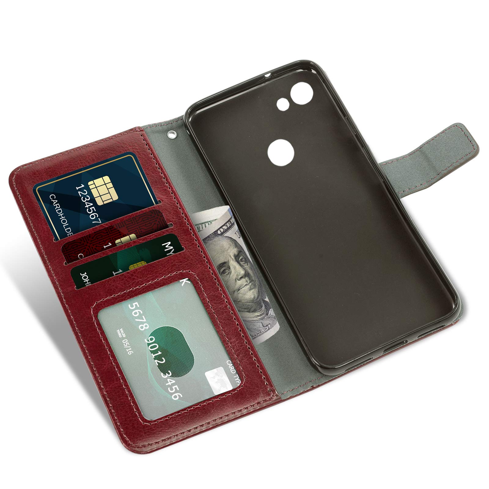 Asuwish Custodia A Portafoglio Per Google Pixel 3a Con Vetro Temperato E Cinturino - Pelle Con Chiusura Magnetica, 6 Slot Carte, Nera - 3