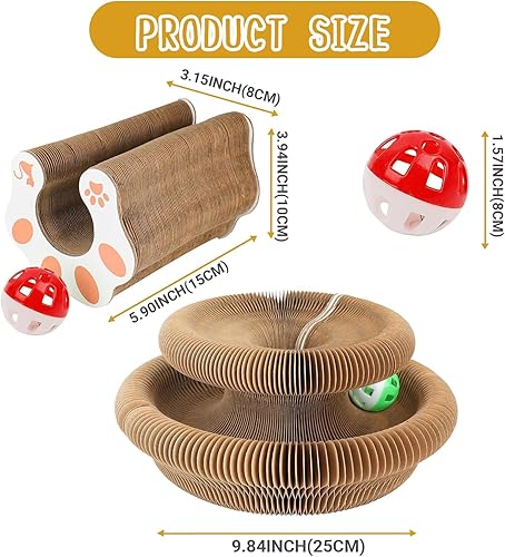 Miniatura 6 de Juguete mágico para gatos de órgano,Rascador de gato para moler garra de cartón juguetes para gatos,Almohadilla interactiva para arañazos con bola