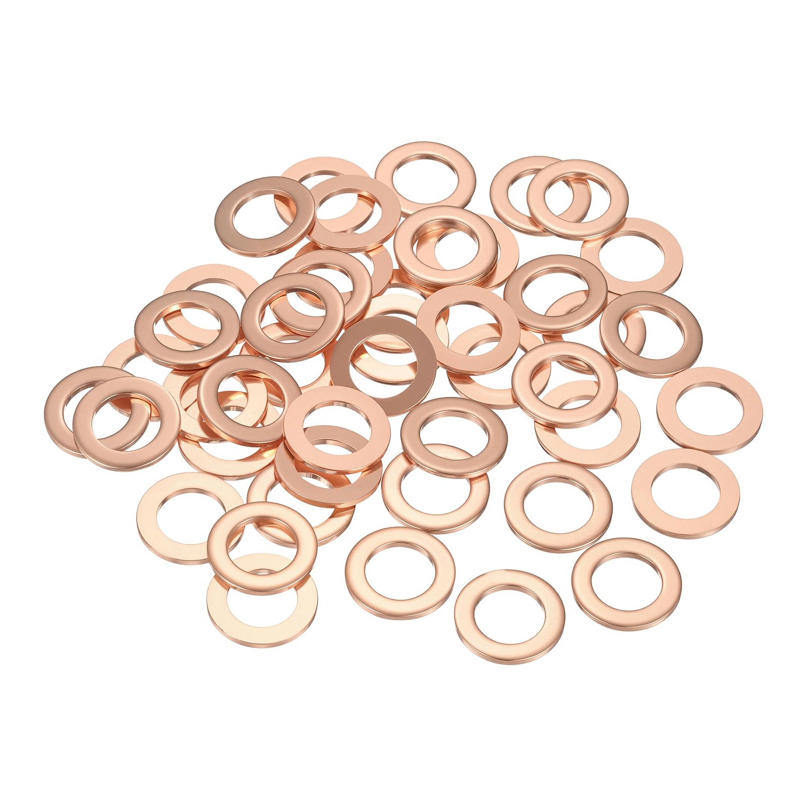 sourcing map 52 Pcs Flat Copper Washers, 11x18x1.5mm Copper Upgraded Flat Metric Sealing Crush Ring Washers for Hydraulic Fittings Screw Bolt Nut Electronic Repair