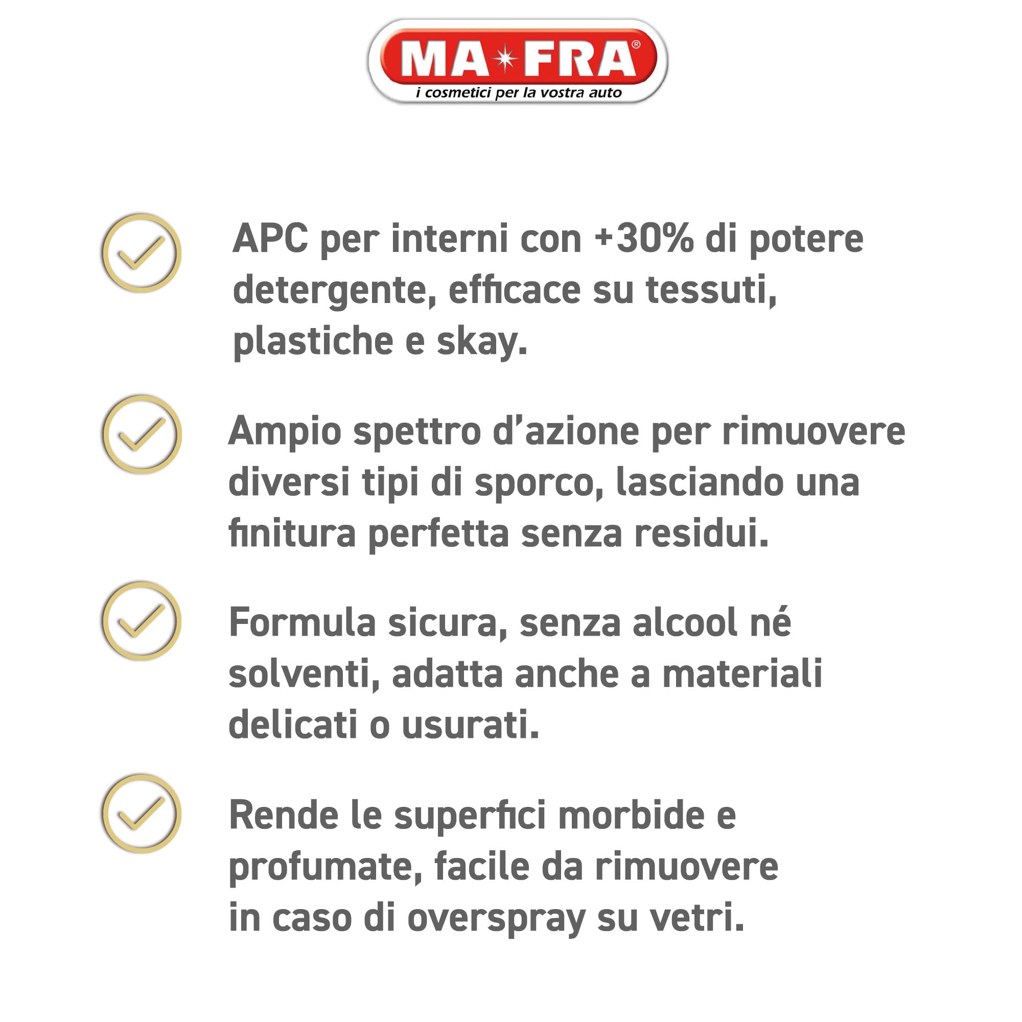 MAFRA, Pulimax 2.0, APC Detergente Universale per Interni Auto, Ideale per la Pulizia di Skai e Tessuti, Rimuove Sporco e Cattivi Odori, Formato da 4500 ml