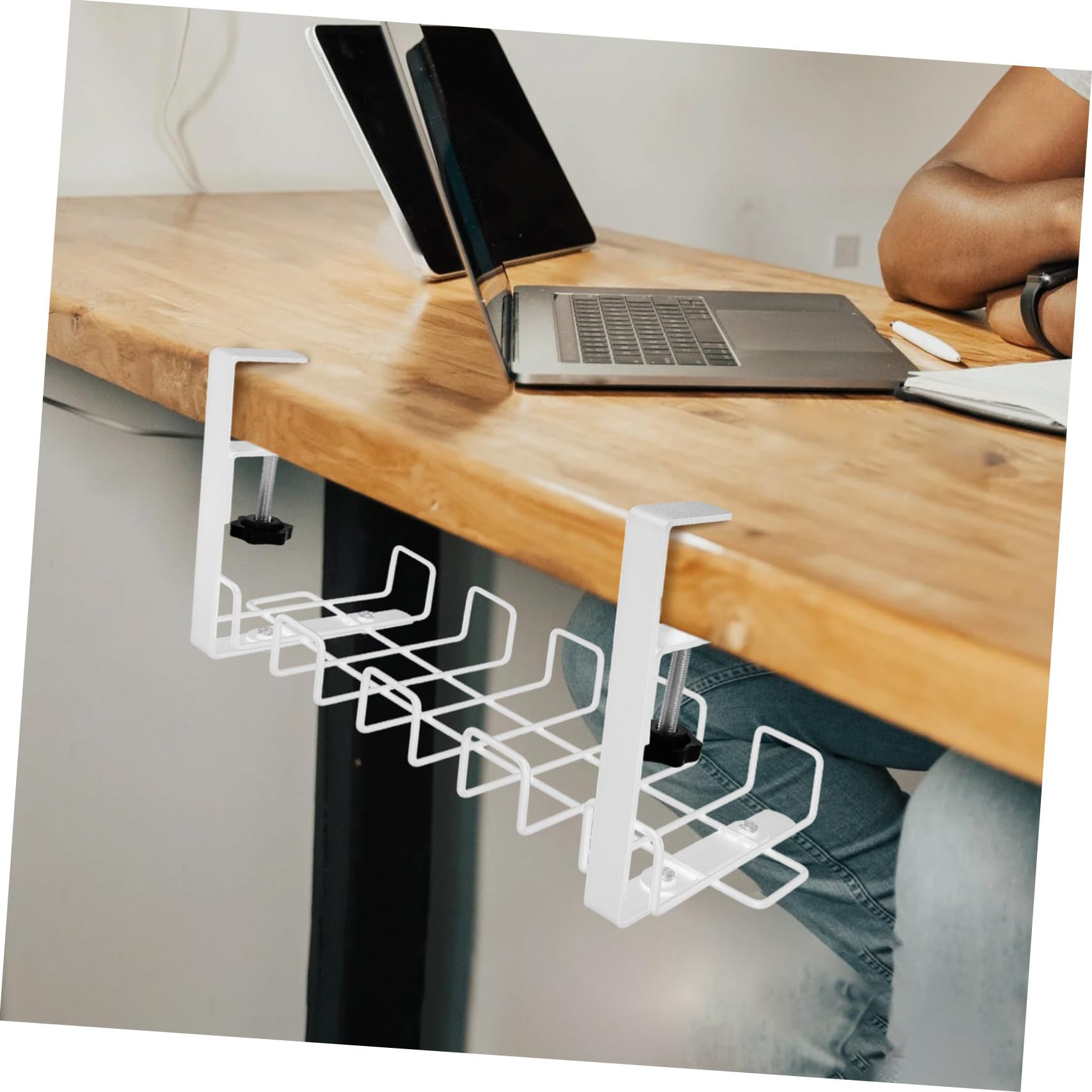 Organizador de Cables bajo Escritorio Carbono Resistente Cesta para Gestión de Cables Hogar y Oficina Soporte Práctico para Regletas y Almacenamiento Ordenado