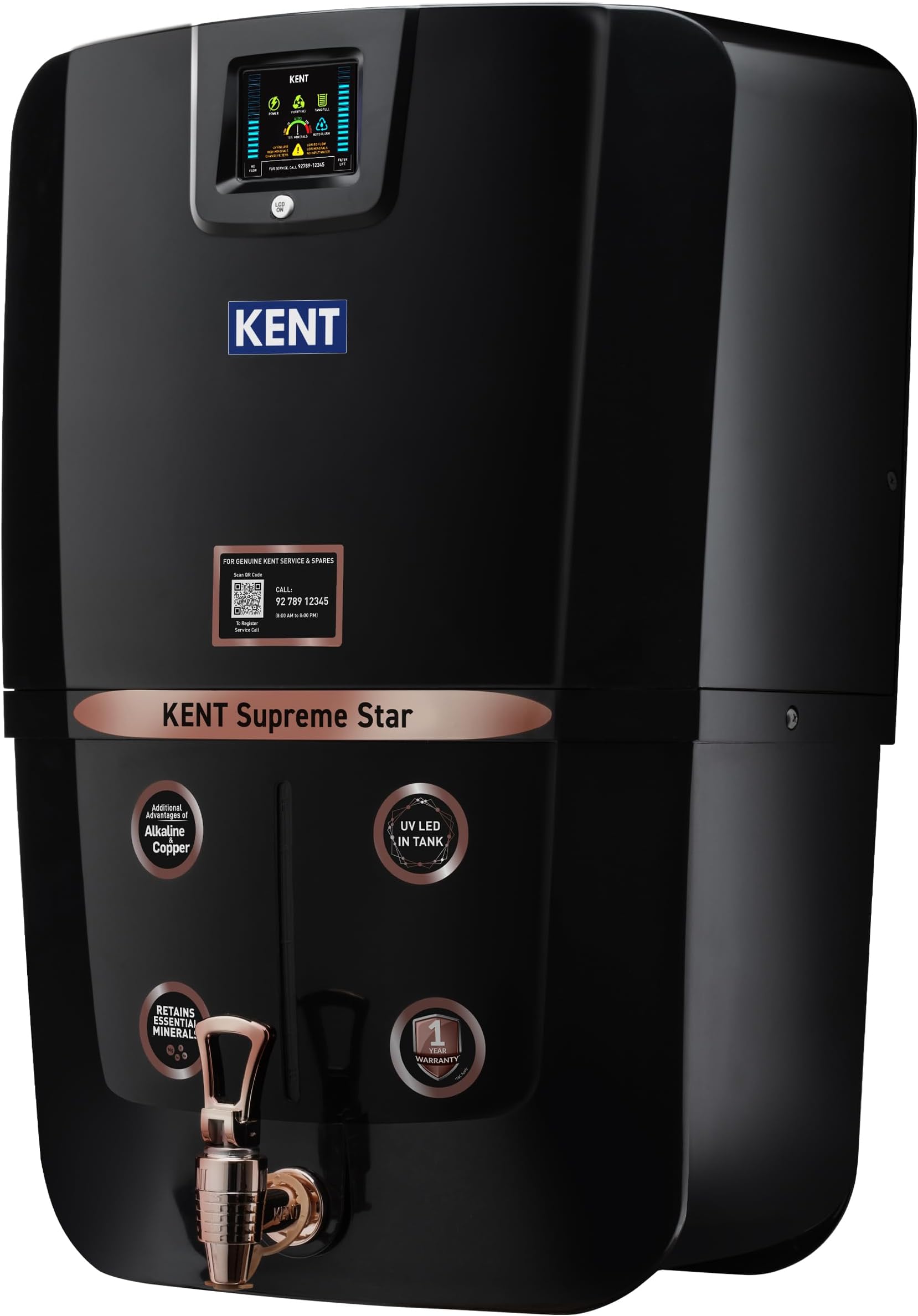 - Supreme Star RO Water Purifier | Advanced RO Tech for Sabse Shudh Paani | RO+UV+UF+TDS Control+Alkaline+Copper+UV in Tank | Auto Flush|9L|20 LPH| Ideal For Borewell/Tanker/Municipal Water |Black