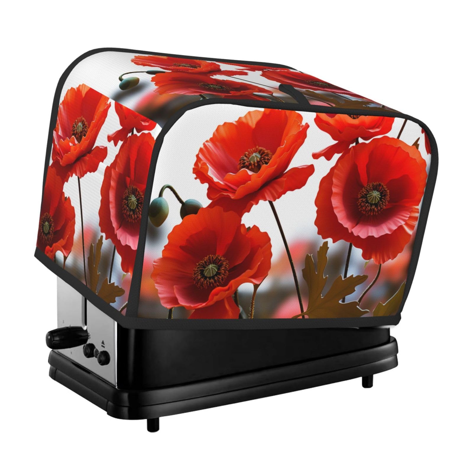 2 Slice Toaster Covers Quilted Bread Maker Cover Small Appliance Cover With Handle Poppy Flowers Vivid Petals Toasters Dust Cover For Home Table Kitchen Decor