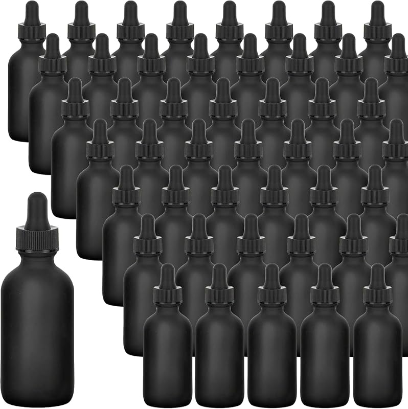 Easeen Frascos de Vidro Fosco Preto com Conta-Gotas, 30 mL, Pacote com 72