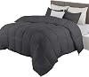 Utopia Bedding Duvet, Box Stitched Solid Double Duvet, 10.5 TOG Quilt with Corner Tabs Grey, 10.5 Tog