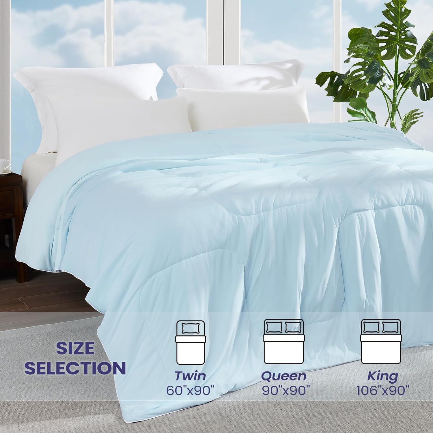 Cooling Comforter Queen Size, Cooling Blanket for Hot Sleepers, Lightweight Comforter, Light Blue - Image 7