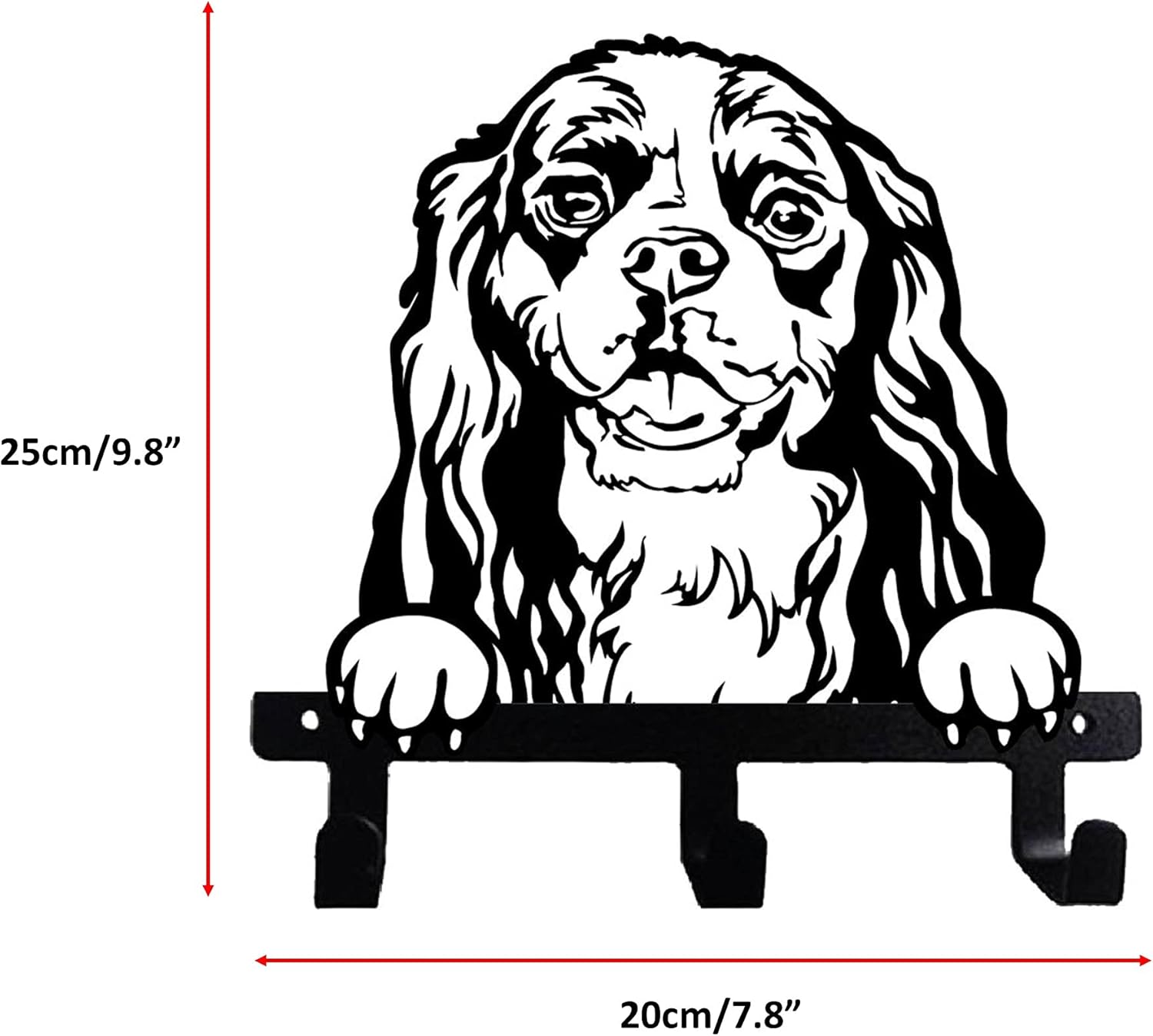 Cavalier King Charles Spaniel Silhouette Design Metal Wall Hook for Leash Keys Towel Kitchen Mudroom Bedroom Bathroom (Peekaboo)