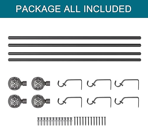 Miniatura 6 de Turquoize Paquete de 2 barras de cortina de ventana para ventanas de 48 a 84 pulgadas, juego de barras de cortina individuales ajustables